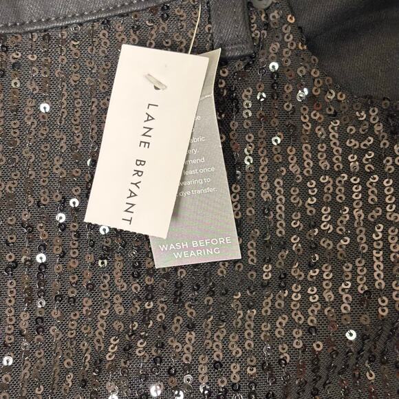 NWT Lane Bryant Signature Fit Boyfriend Sequin Pants Black Mid Rise SZ 24 Curvy - Picture 2 of 16